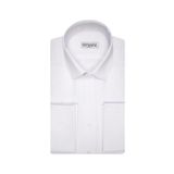 Süvari Erkek Beyaz Slim Fit Armür Desenli Manşetli Gömlek