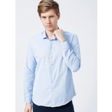 Süvari Gm2024700271 Klasik Yaka Slim Fit Armürlü Mavi Erkek Gömlek