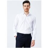 Süvari GM2024700314 Klasik Yaka Slim Fit Armürlü Beyaz Erkek Gömlek