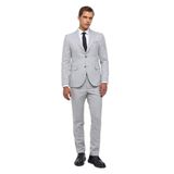 Süvari Gri Slim Fit Desenli Sivri Yaka 6 Drop Klasik Takım Elbise, 54