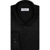 Süvari Klasik Kesim Büyük Beden Siyah Erkek Gömlek Armür Desenli %55 Pamuk %45 Polyester - 4XL