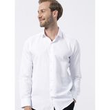Süvari Klasik Yaka Armürlü Beyaz Erkek Gömlek GM2024700325 - 2XL