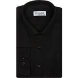 Süvari Kolsuz Siyah Armür Desenli Cepli Gömlek Erkek Regular Kesim Şık Stil - 3XL