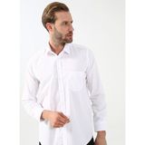 Süvari Köşeli Manşet Bol Kesim Business Beyaz Düz Gömlek - 3XL