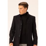Süvari Lacivert Düz Kaban Uzun Kol Battal Kalıp %90 Polyester %10 Viskoz Erkekler İçin - 56