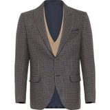Süvari Lacivert-Kahve Erkek Slim Fit Armürlü Takım Elbise TK1020200170 - 50