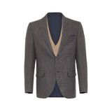 Süvari Lacivert-Kahve Erkek Slim Fit Armürlü Takım Elbise TK1020200170
