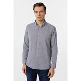 Süvari Lacivert Regular Düğmeli Yaka Casual Gömlek - XL