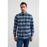 Süvari Lacivert Regular Düğmeli Yaka Kareli Casual Gömlek Gm2008000252-m09 Lacivert