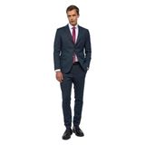 Süvari Lacivert Slim Desenli Mono Yaka 6 Drop Takım Elbise, 52