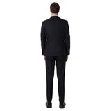 Süvari Lacivert Slim Fit Desenli Sivri Yaka 6 Drop Yelekli Klasik Takım Elbise, 52