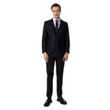 Süvari Lacivert Slim Fit Desenli Sivri Yaka 6 Drop Yelekli Klasik Takım Elbise, 56