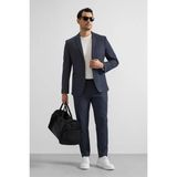 Süvari Lacivert Slim Mono Yaka Düz Torba Cep 6 Drop Takım Elbise - 54