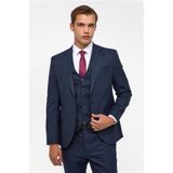 SÜVARİ Lacivert Slim Mono Yaka Yan Cepli 6 Drop Yelekli Takım Elbise
