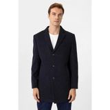 Süvari Lacivert Slim Mono Yaka Yan Cepli Kaban - 58