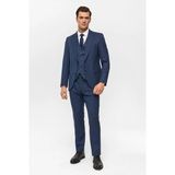 Süvari Lacivert Slim Sivri Yaka 6 Drop Yelekli Takım Elbise - 48