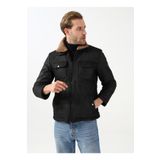 Süvari MN2008700287 Siyah Mono Yaka Slim Fit Kapitone Siyah Erkek Mont