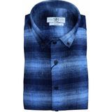 Süvari Rahat Kalıp Desenli Tam Pamuk Cepli Oduncu Gömleği - Mavi. - 2XL