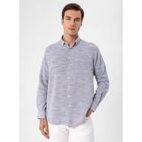 Süvari Regular Fit Düğmeli Yaka Düz Lacivert Erkek Gömlek GM1008300078 - XL