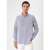 Süvari Regular Fit Düğmeli Yaka Düz Lacivert Erkek Gömlek GM1008300078