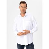 Süvari Regular Fit Klasik Yaka Armürlü Beyaz Erkek Gömlek GM2025000258