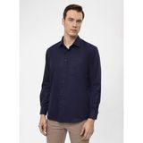 Süvari Regular Fit Klasik Yaka Armürlü Siyah Erkek Gömlek GM2025000306 - 2XL