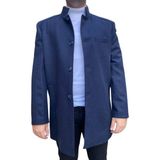 Süvari Regular Fit Premium Yün Içerikli Rahat Kalıp Kaşe Kaban Lacivert - 54