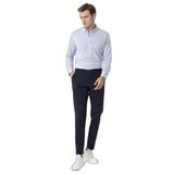 Süvari Saks Mavi Slim Fit Armürlü Düğmeli Yaka Gömlek, L