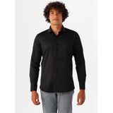 Süvari Siyah Erkek Slim Fit Armürlü Gömlek GM2024700562