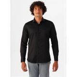Süvari Siyah Erkek Slim Fit Armürlü Gömlek GM2024700581