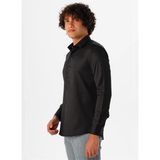 Süvari Siyah Erkek Slim Fit Armürlü Gömlek GM2024700611 - XL