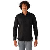 Süvari Siyah Slim Fit Armürlü Klasik Yaka Gömlek, XL