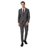 Süvari Siyah Slim Fit Desenli Mono Yaka 6 Drop Klasik Takım Elbise, 48