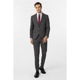 Süvari Siyah Slim Fit Desenli Mono Yaka 6 Drop Klasik Takım Elbise, 50