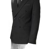 Süvari Siyah Slim Fit Düz Kruvaze Yaka 6 Drop Klasik Takım Elbise, 50