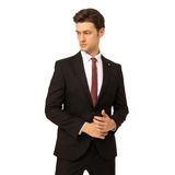 Süvari Siyah Slim Fit Düz Sivri Yaka 6 Drop Klasik Takım Elbise, 56
