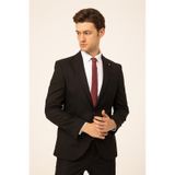 SÜVARİ Siyah Slim Fit Düz Sivri Yaka 6 Drop Klasik Takım Elbise