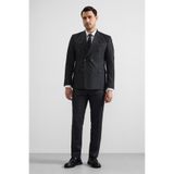 SÜVARİ Siyah Slim Kruvaze Yaka 6 Drop Takım Elbise