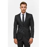 Süvari Siyah Slim Mono Yaka 6 Drop Takım Elbise - 56