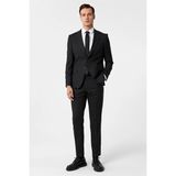 Süvari Siyah Slim Mono Yaka 6 Drop Takım Elbise - 56