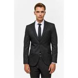 Süvari Siyah Slim Mono Yaka 6 Drop Takım Elbise - 56