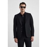 Süvari Siyah Slim Mono Yaka Düz Torba Cep 6 Drop Takım Elbise - 48