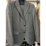 Süvari Slim Fit 6 Drop Yelekli (Çıtır Desenli) Takım Elbise - 50 - Antrasit - Mavi
