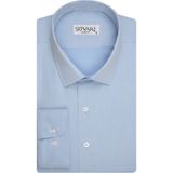 Süvari Slim Fit Armür Desenli Açık Mavi Erkek Gömlek - Orta Mavi