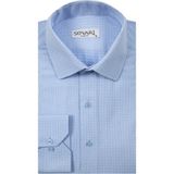 Süvari Slim Fit Armür Desenli Beyaz Erkek Gömlek - Açık Mavi