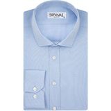 Süvari Slim Fit Armür Desenli Beyaz Erkek Gömlek - Orta Mavi - XL