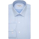 Süvari Slim Fit Armür Desenli Erkek Gömlek - Orta Mavi