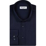 Süvari Slim Fit Armür Desenli Lacivert Erkek Gömlek - Beyaz