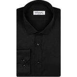 Süvari Slim Fit Armür Desenli Lacivert Erkek Gömlek - Siyah