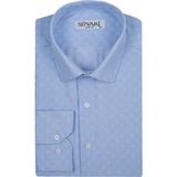 Süvari Slim Fit Armür Desenli Mavi Erkek Gömlek - 2XL
